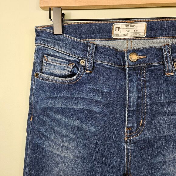 Free People Great Heights Frayed Skinny Jeans – Medium Blue Wash 27 - Picture 2 of 10